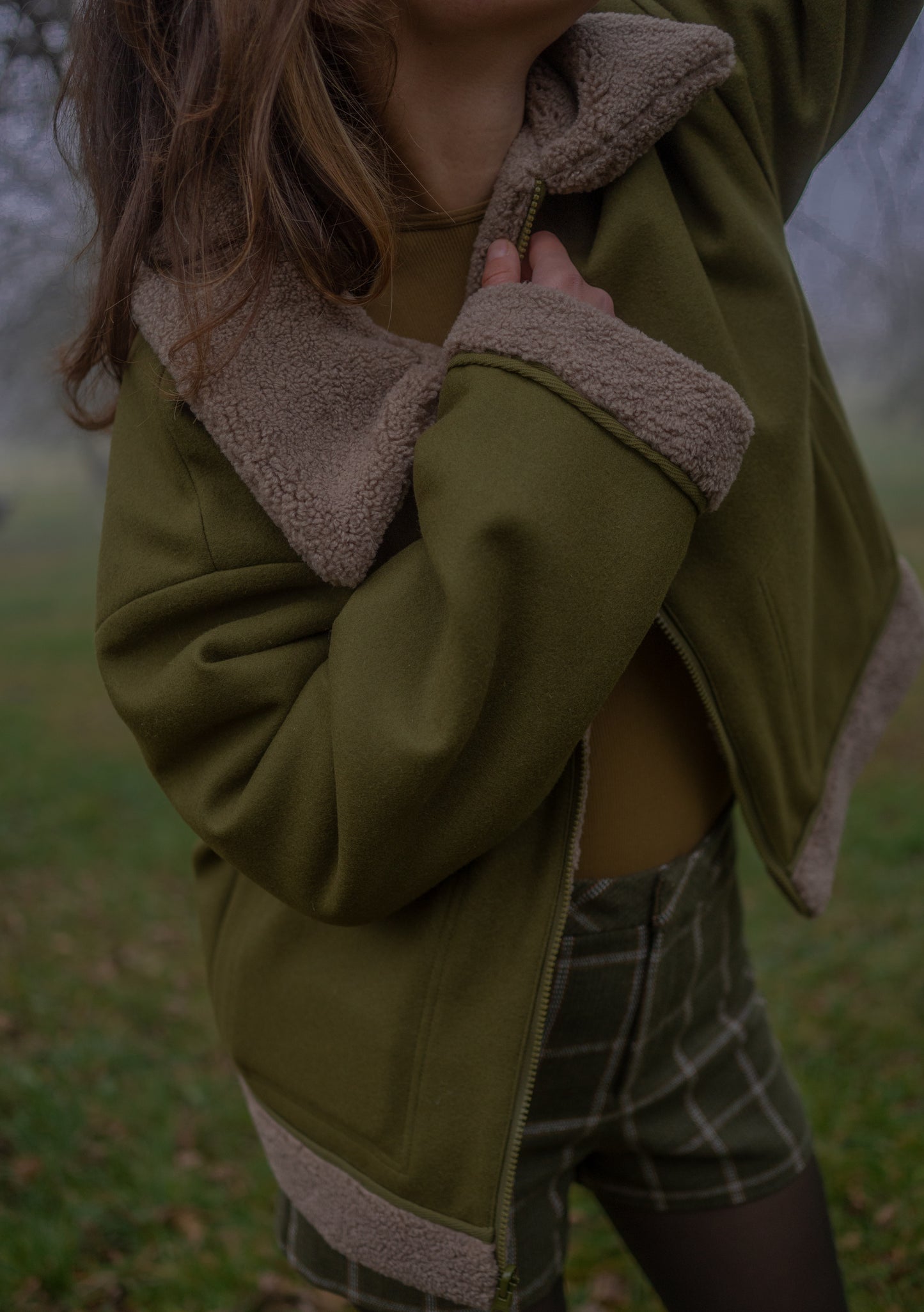 Reversible Merino Shearling Coat Green