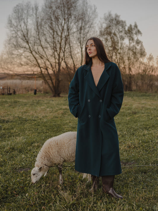 Double-breasted coat Dark teal