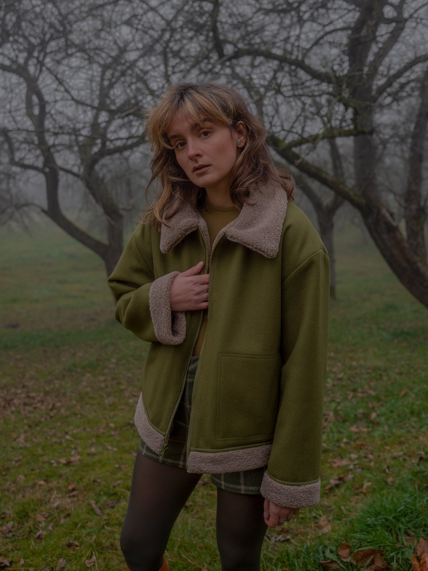 Reversible Merino Shearling Coat Green