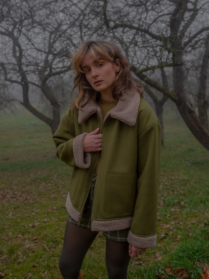 Reversible Merino Shearling Coat Green