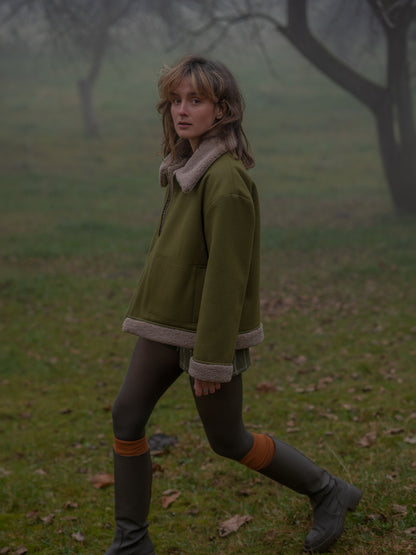 Reversible Merino Shearling Coat Green