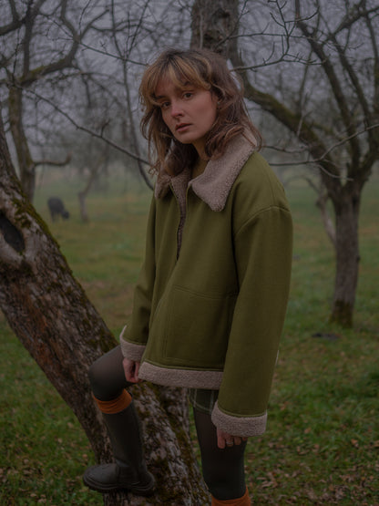 Reversible Merino Shearling Coat Green