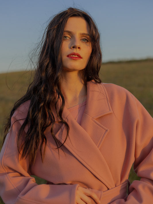 Belted Wrap Coat Pink