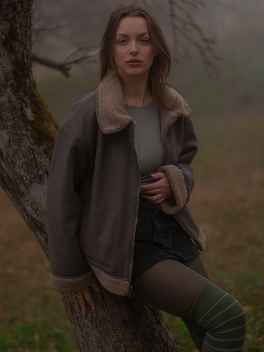 Reversible Merino Shearling Coat Gray
