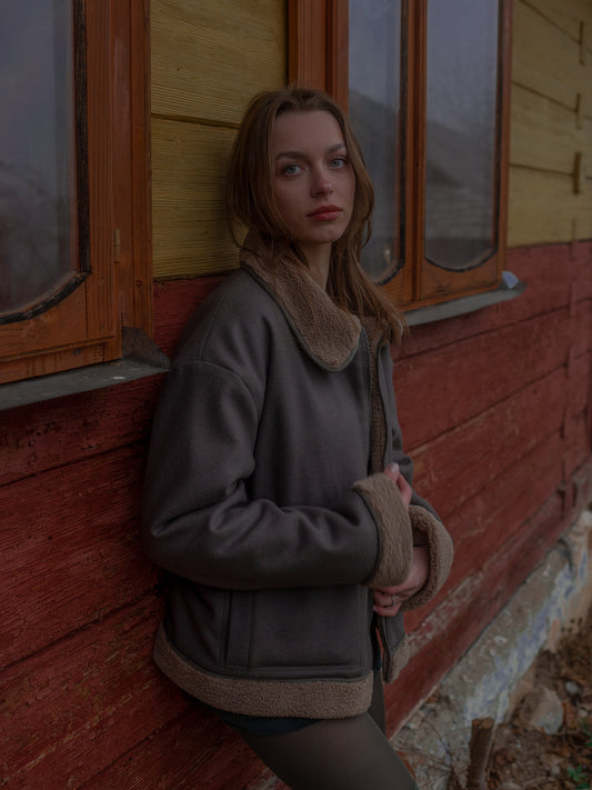 Reversible Merino Shearling Coat Gray