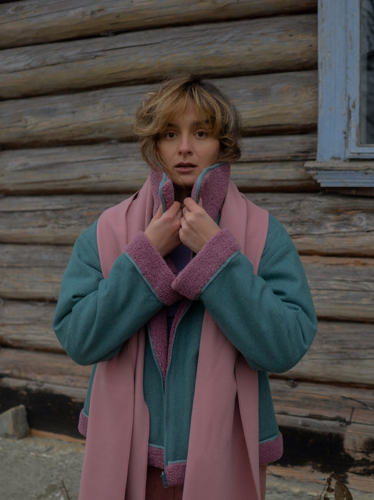 Reversible Merino Shearling Coat Dark teal