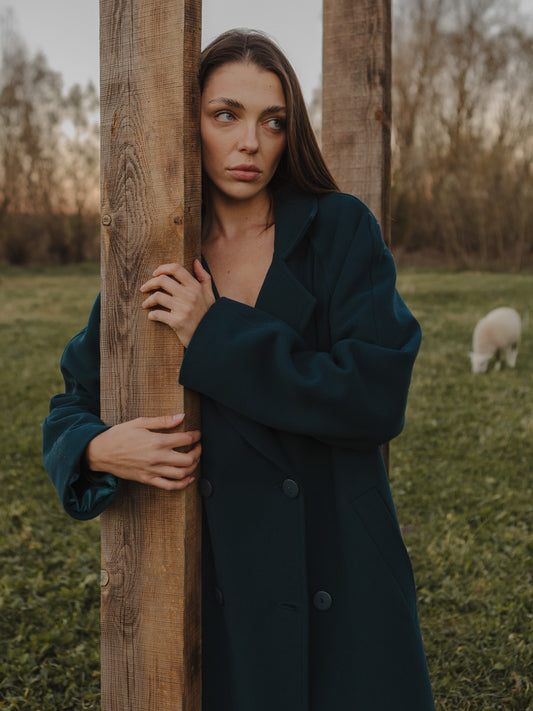 Double-breasted coat Dark teal